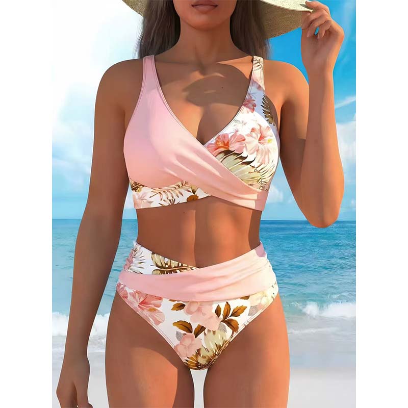 Set Bikini Talie Înaltă Floral