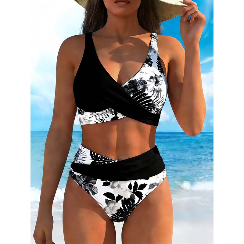Set Bikini Talie Înaltă Floral