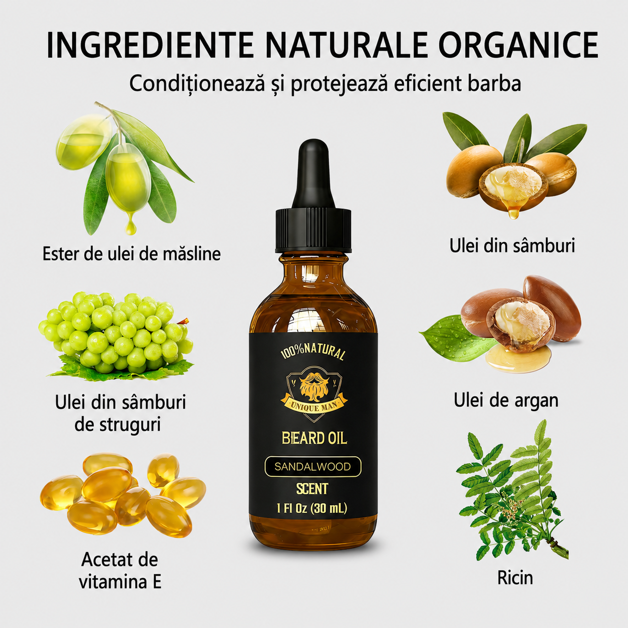 Ulei Creștere Barba Scent Natural