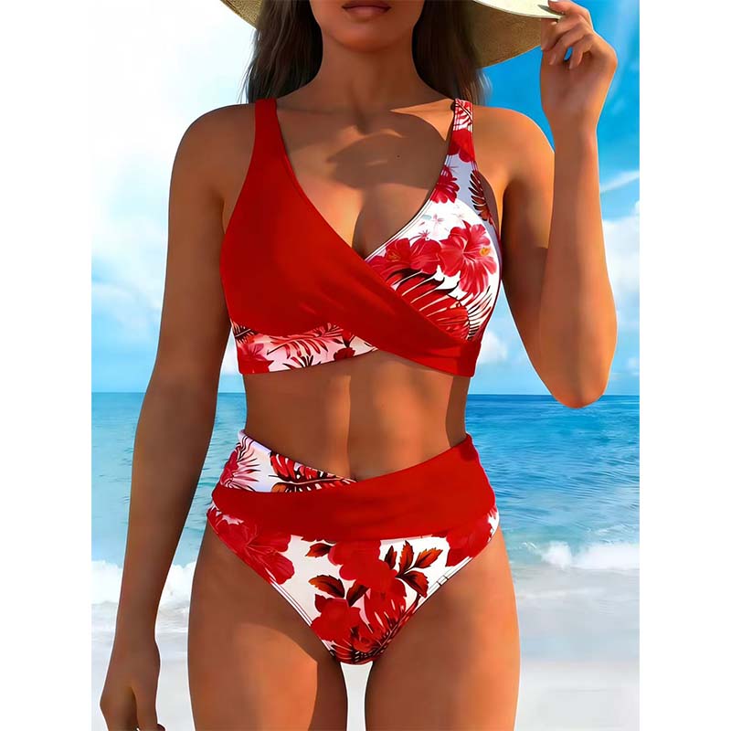 Set Bikini Talie Înaltă Floral
