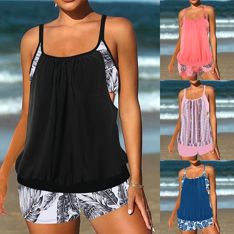 ❤️Set de două piese pentru femei: bluză tip tankini și pantaloni scurți