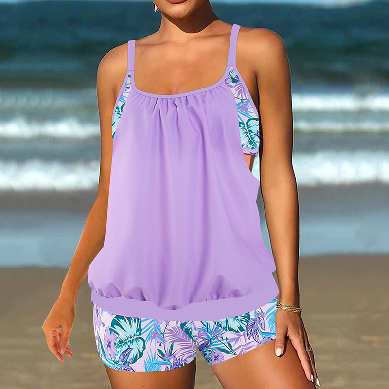❤️Set de două piese pentru femei: bluză tip tankini și pantaloni scurți