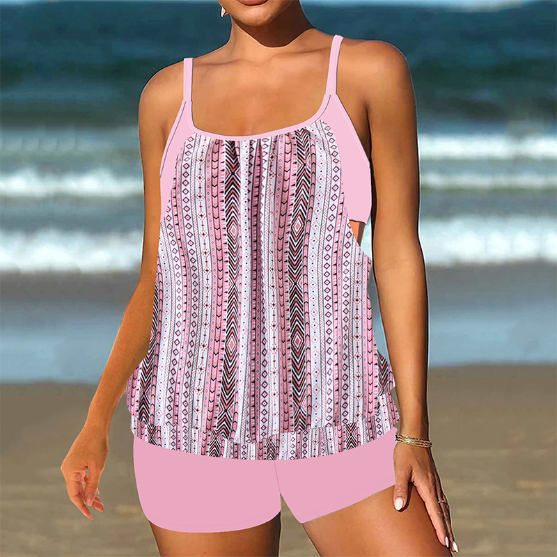 ❤️Set de două piese pentru femei: bluză tip tankini și pantaloni scurți
